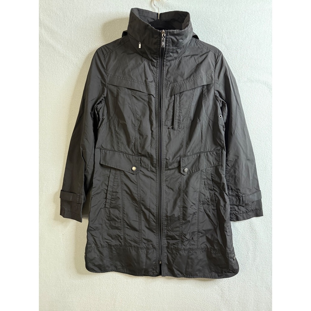 Cole Haan Rain Coat Women's Medium Jacket Lightweight Hooded Full‎ Zip